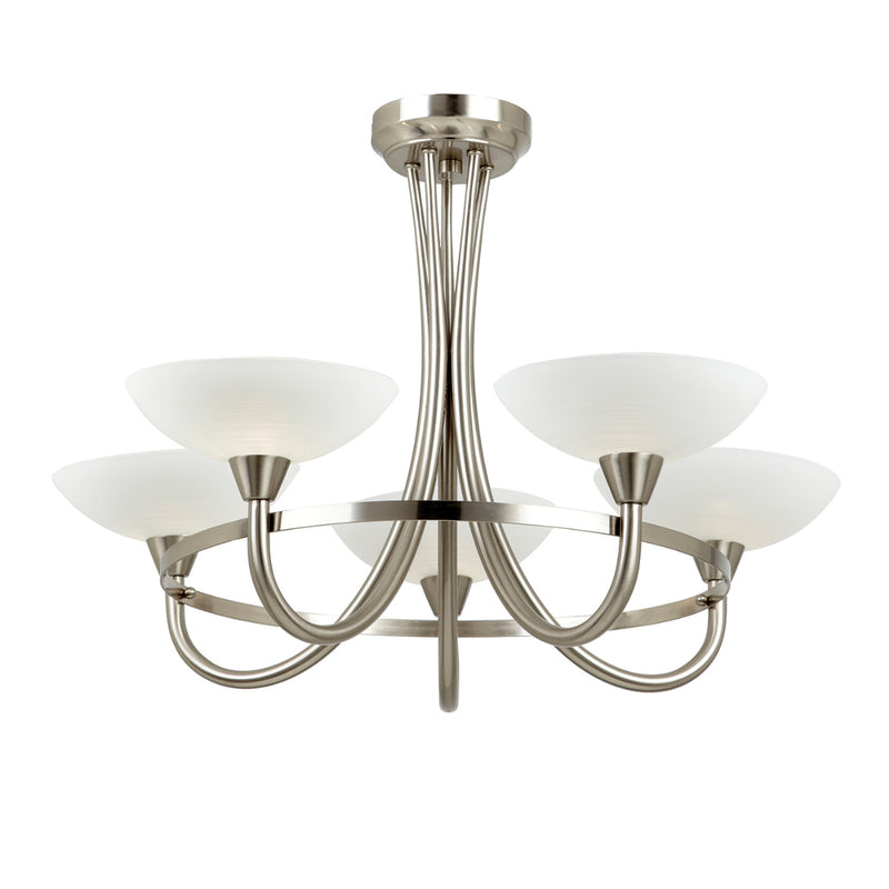 Endon Lighting CAGNEY-5SC Cagney 5 Light Satin Chrome Semi-Flush Ceiling Light