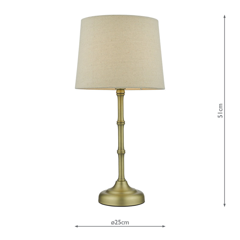 Dar Lighting Cane Table Lamp Antique Brass With Shade • CAN4275