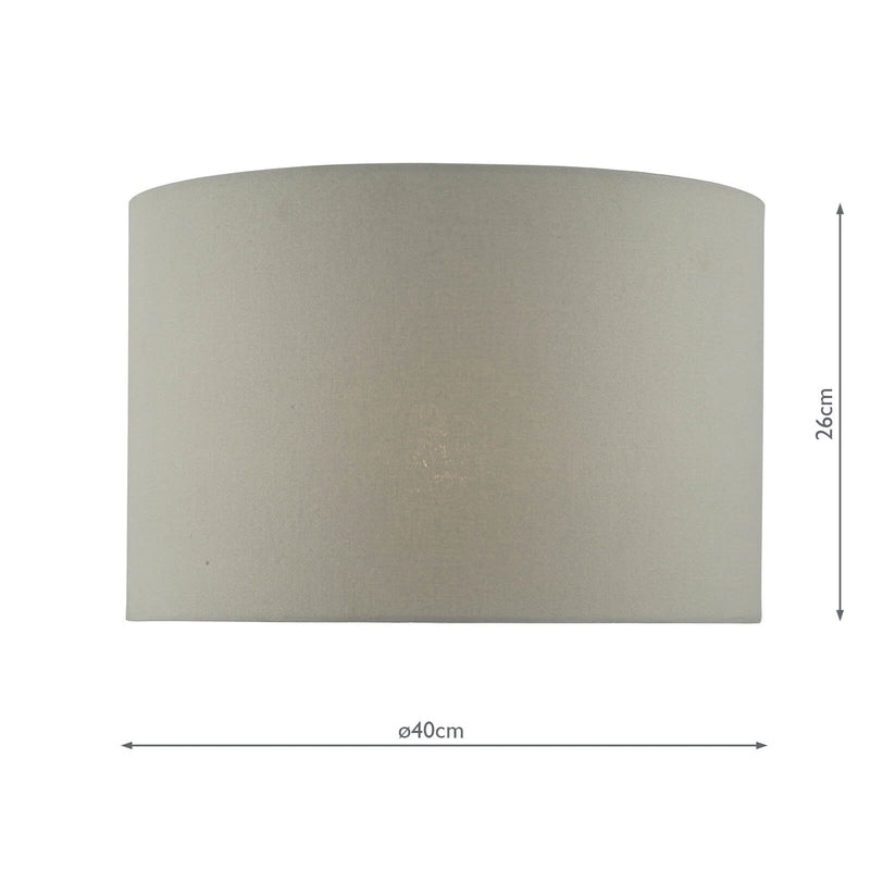 Dar Lighting Cassandra Grey Cotton Drum Shade 40cm • CAS1639