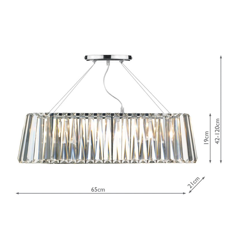 Dar Lighting Cecilia 3 Light G9 Oval Linear Pendant Bar • CEC0350