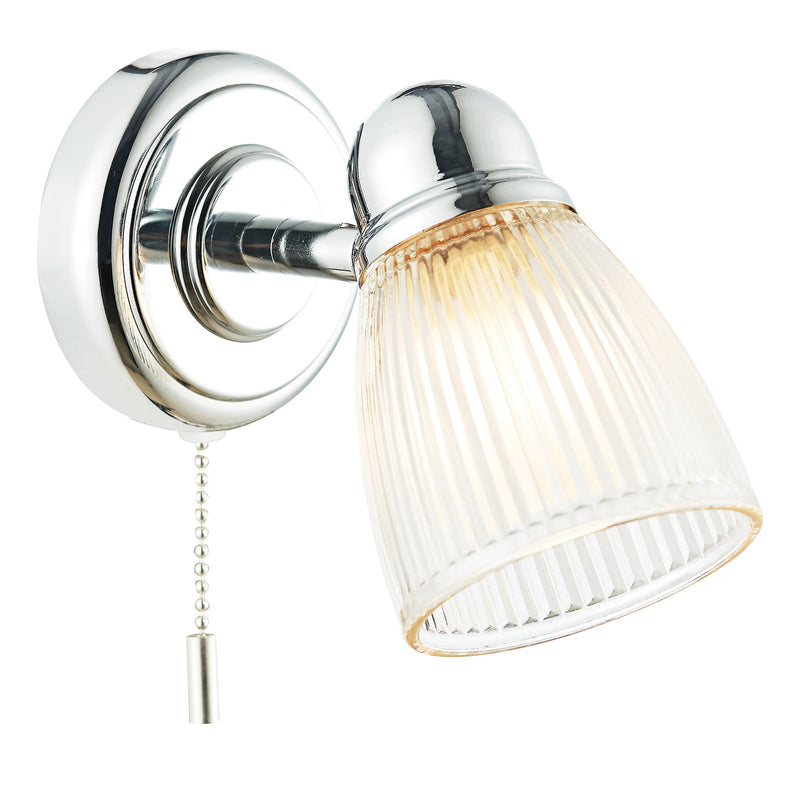 Dar Lighting Cedric Bathroom Single Wall Spotlight Polished Chrome Glass IP44 • CED0738