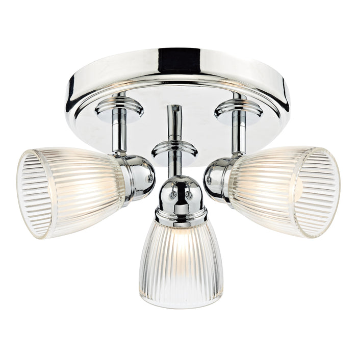 Dar Lighting Cedric Bathroom 3 Light Spotlight Polished Chrome Glass IP44 • CED7638