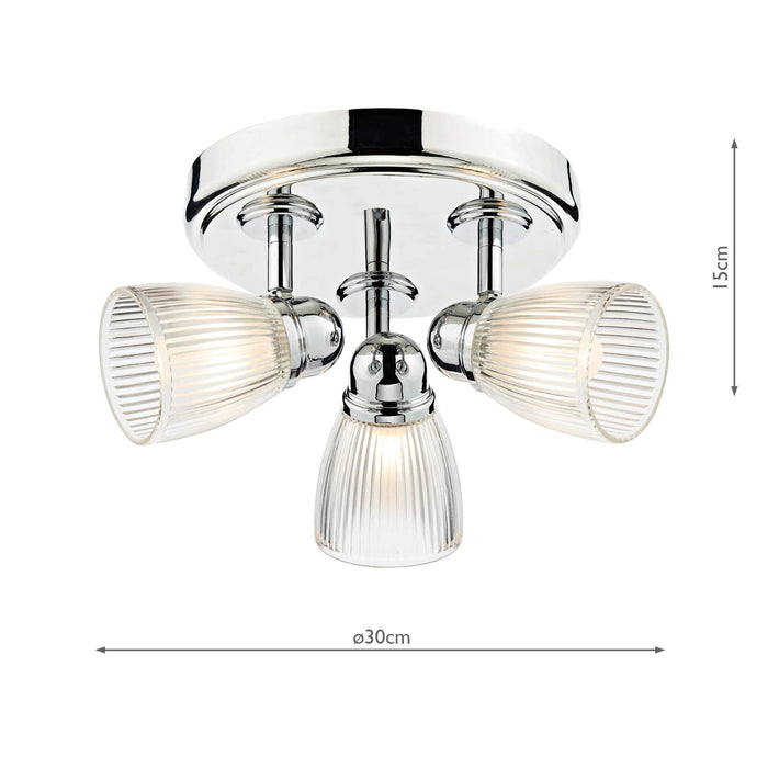 Dar Lighting Cedric Bathroom 3 Light Spotlight Polished Chrome Glass IP44 • CED7638