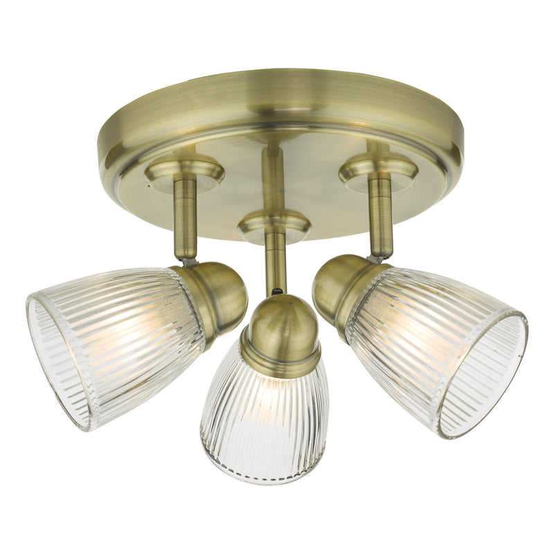 Dar Lighting Cedric Bathroom 3 Light Spotlight Antique Brass Glass IP44 • CED7675