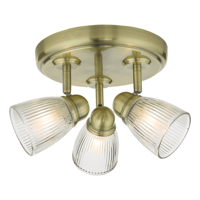 Dar Lighting Cedric Bathroom 3 Light Spotlight Antique Brass Glass IP44 • CED7675