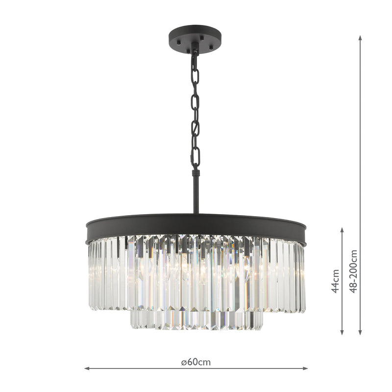 Dar Lighting Celeus 6 Light Chandelier Anthracite & Crystal • CEL0622