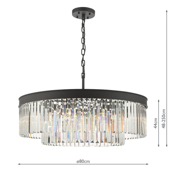 Dar Lighting Celeus 8 Light Chandelier Anthracite & Crystal • CEL0822