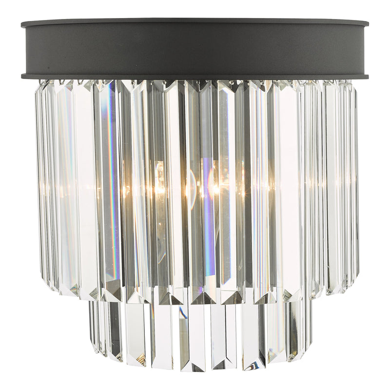 Dar Lighting Celeus 2 Light Wall Light Anthracite & Crystal • CEL0922