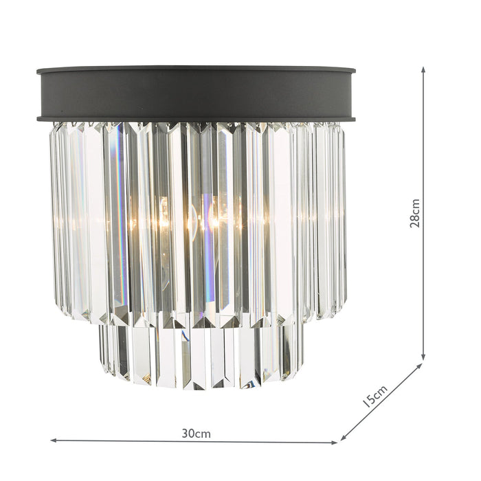 Dar Lighting Celeus 2 Light Wall Light Anthracite & Crystal • CEL0922