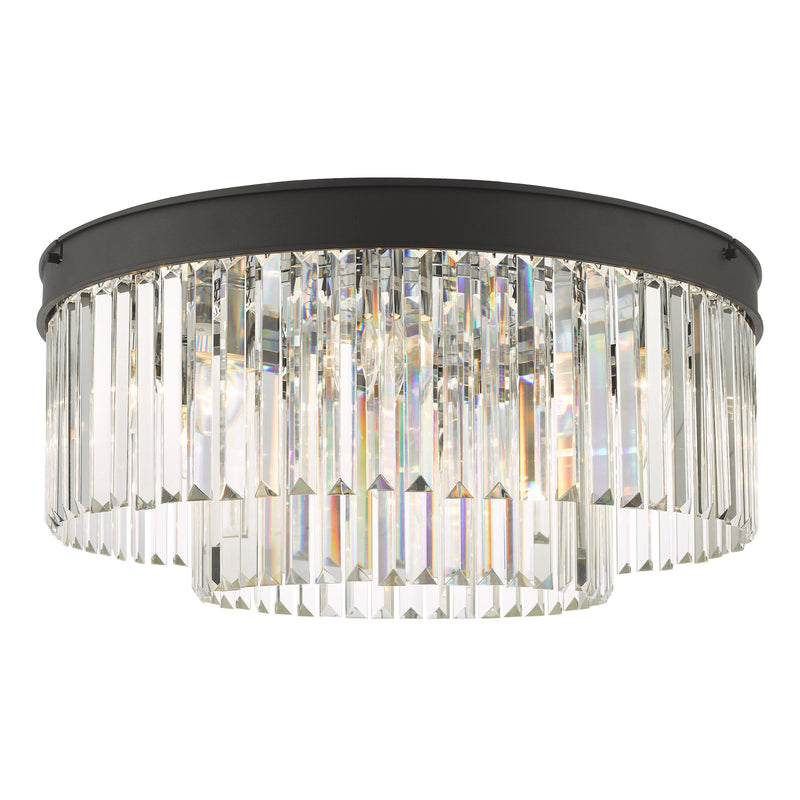 Dar Lighting Celeus 6 Light Flush Matt Anthracite & Crystal • CEL4822