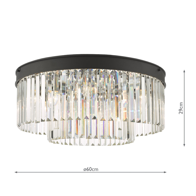 Dar Lighting Celeus 6 Light Flush Matt Anthracite & Crystal • CEL4822