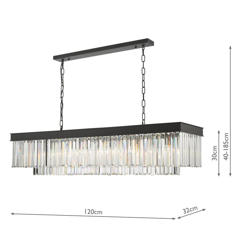 Dar Lighting Celeus 6 Light Bar Pendant Anthracite & Crystal • CEL6422
