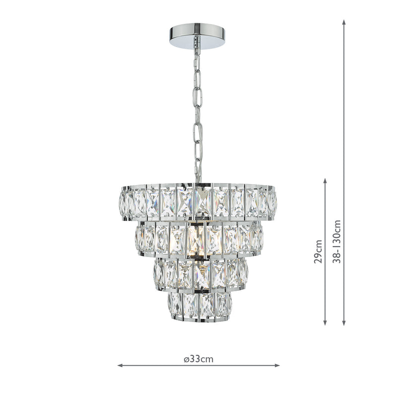 Dar Lighting Cerys Single Pendant Polished Chrome Crystal • CER0150