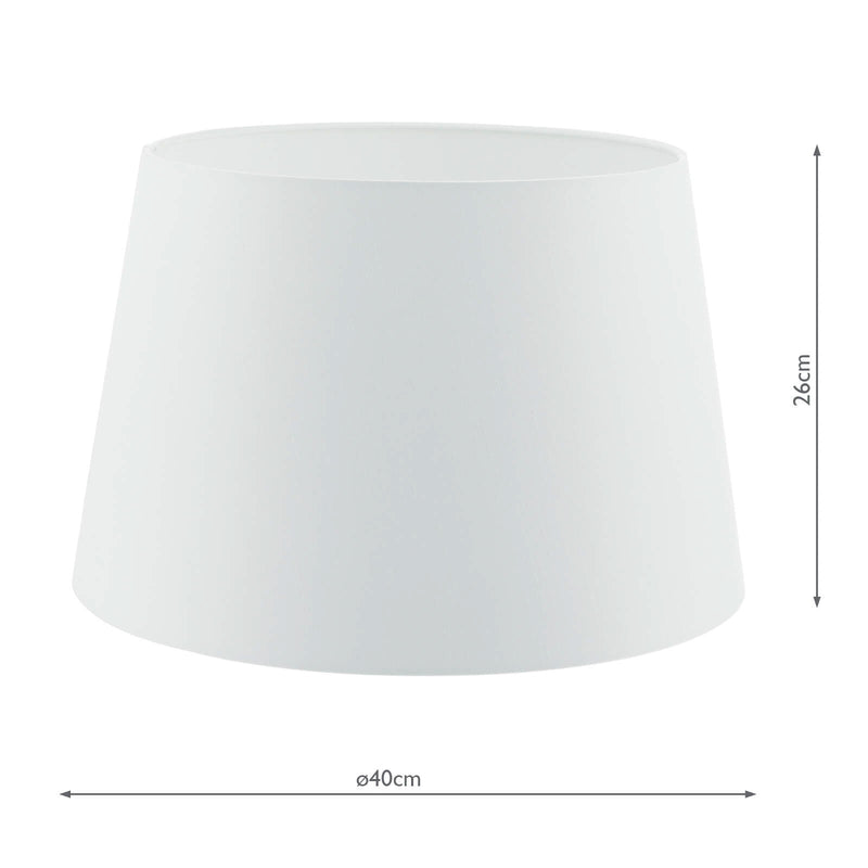 Dar Lighting Cezanne White Faux Silk Tapered Drum Shade White 40cm • CEZ162