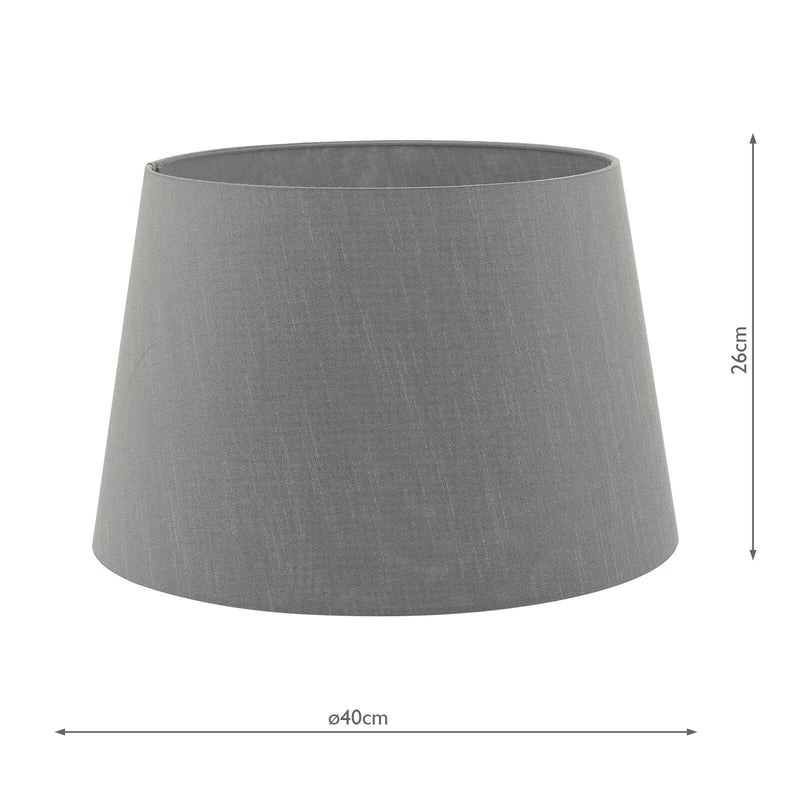 Dar Lighting Cezanne Grey Faux Silk Tapered Drum Shade 40cm • CEZ1639