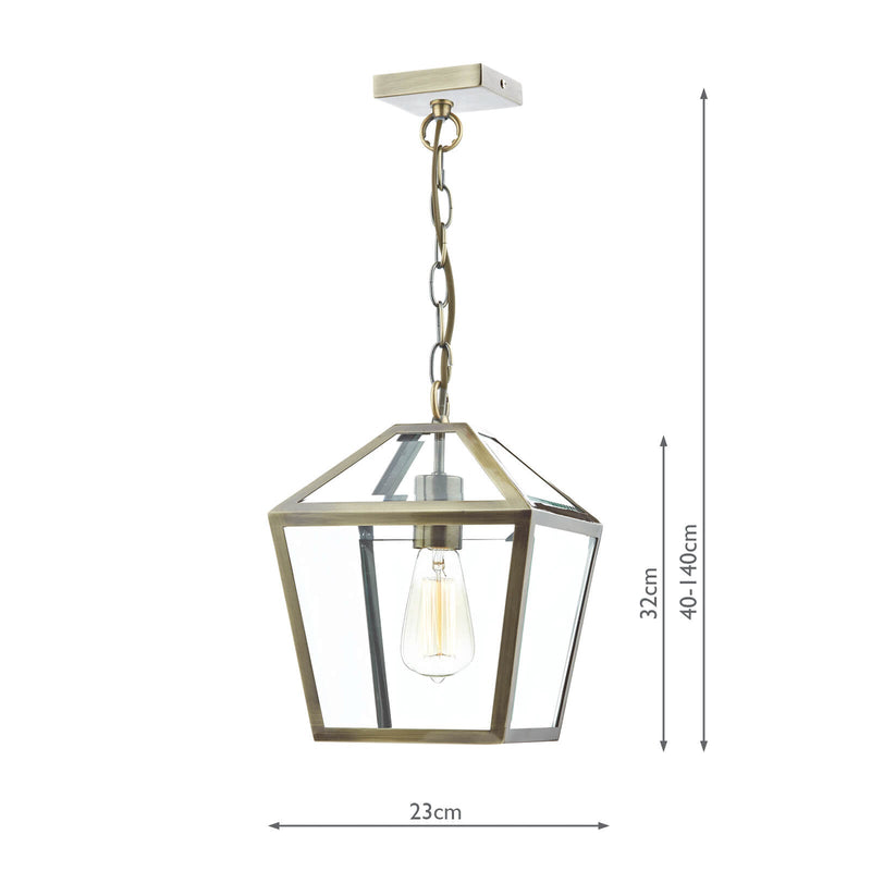 Dar Lighting Churchill 1 Light Pendant Antique Brass • CHU0175
