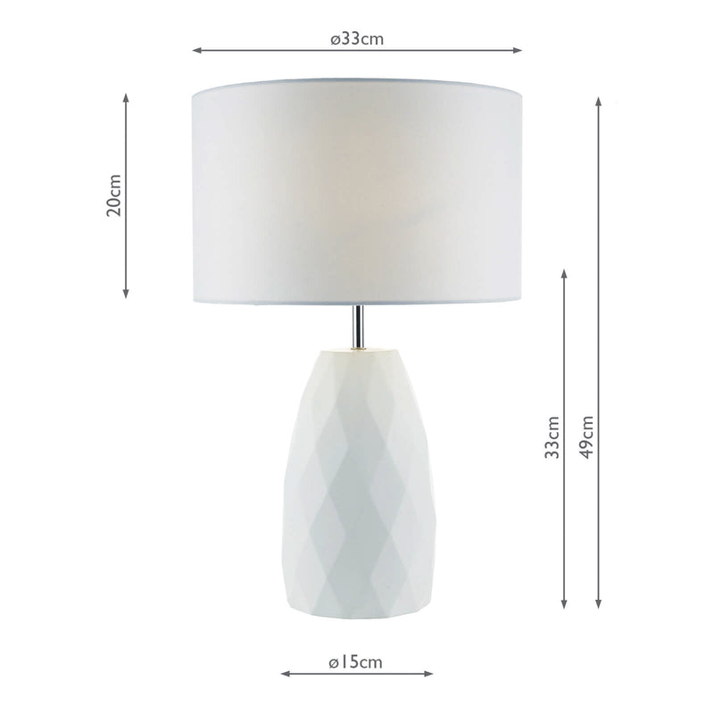 Dar Lighting Ciara Table Lamp White With Shade • CIA422