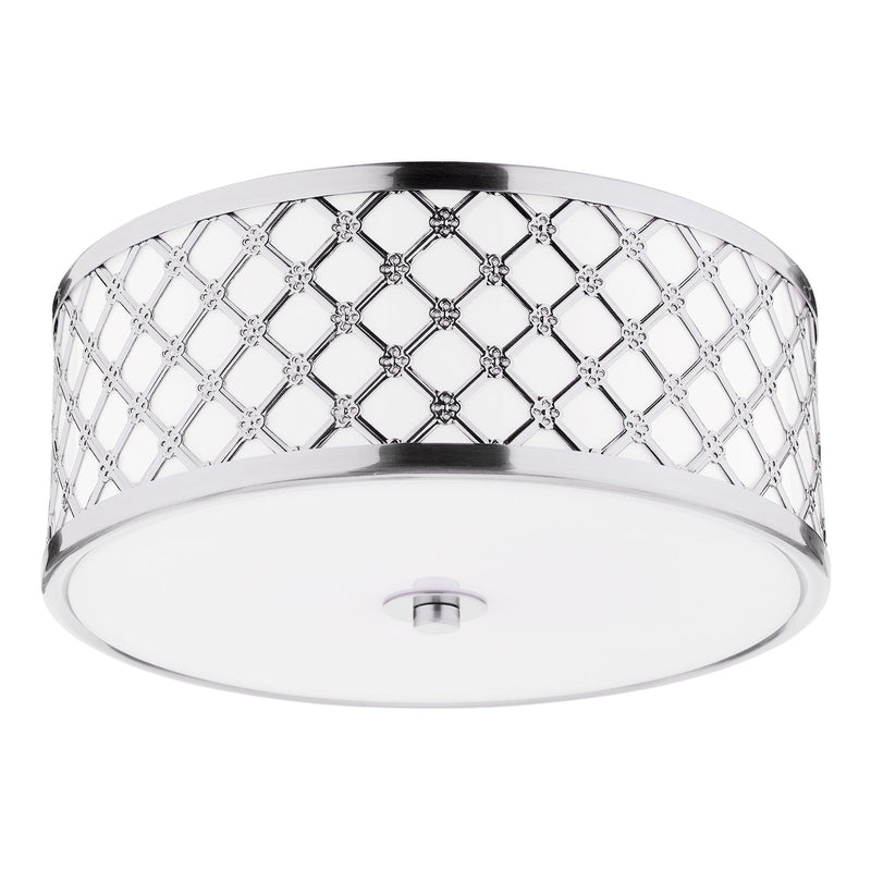 Dar Lighting Civic Small 2 Light Flush Polished Chrome Frosted Glass • CIV5250