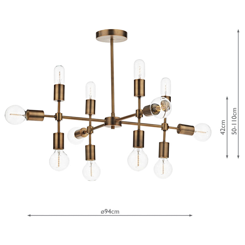 Dar Lighting Code 12 Light Pendant Old Gold • COD1235