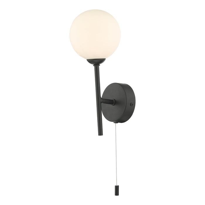 Dar Lighting Cohen 1 Light Wall Light Matt Black With Opal Glass • COH0722-02