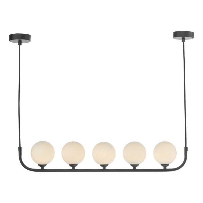 Dar Lighting Cradle 5 Light Bar Pendant Matt With Opal Glass • CRA0522-02