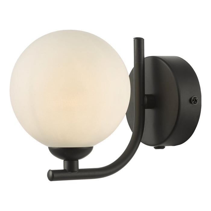 Dar Lighting Cradle 1 Light Wall Light Matt Black Opal Glass • CRA0722-02