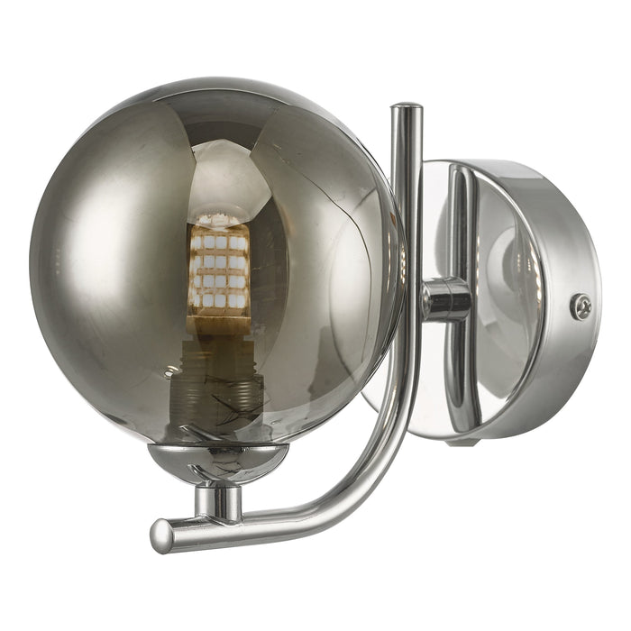 Dar Lighting Cradle 1 Light Wall Light Polished Chrome Smoked Glass • CRA0750-01