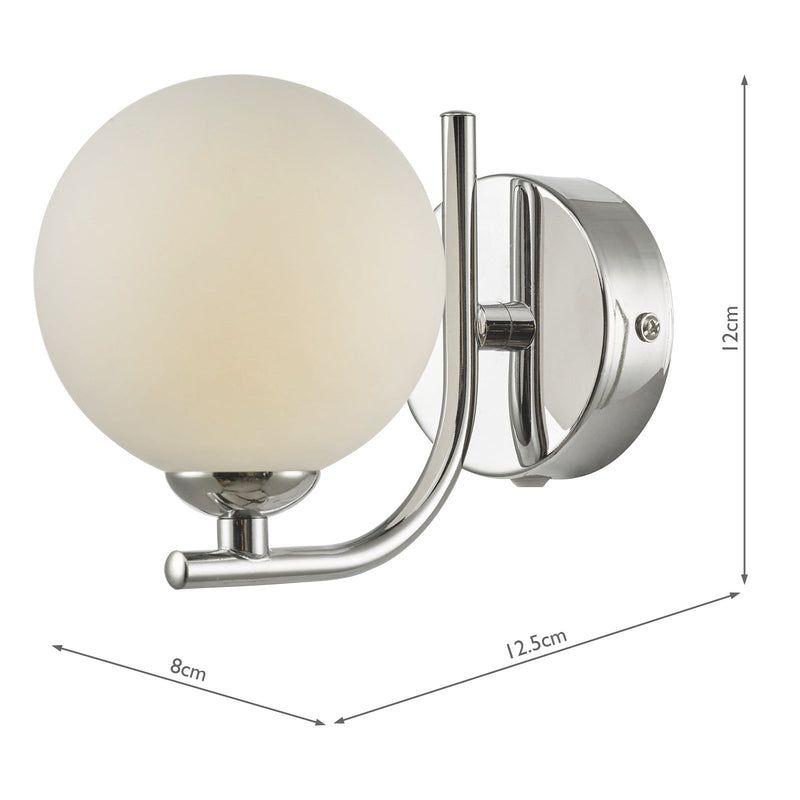 Dar Lighting Cradle 1 Light Wall Light Polished Chrome Opal Glass • CRA0750-02