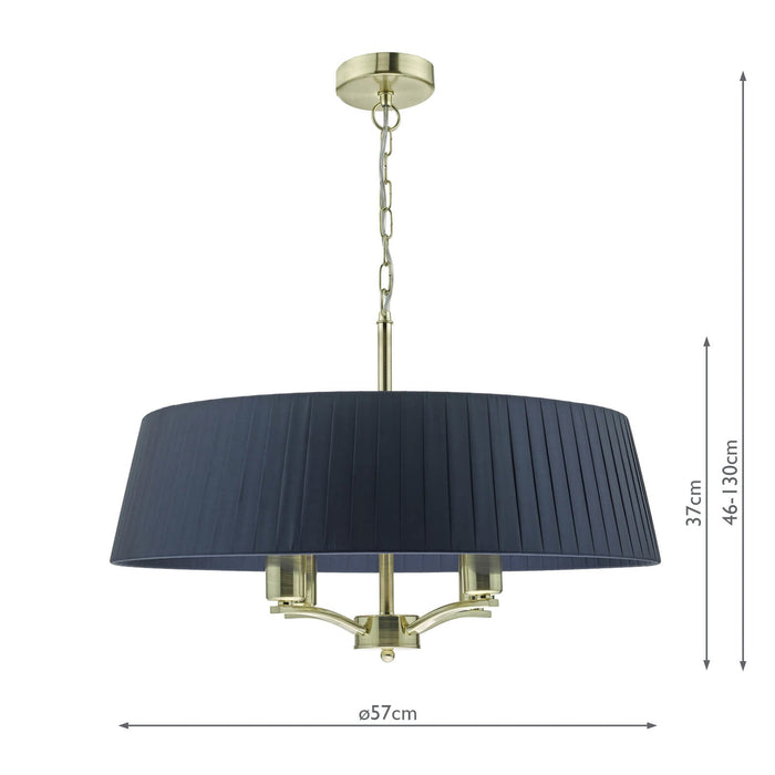 Dar Lighting Cristin 4 Light Pendant Satin Brass With Navy Shade • CRI0423