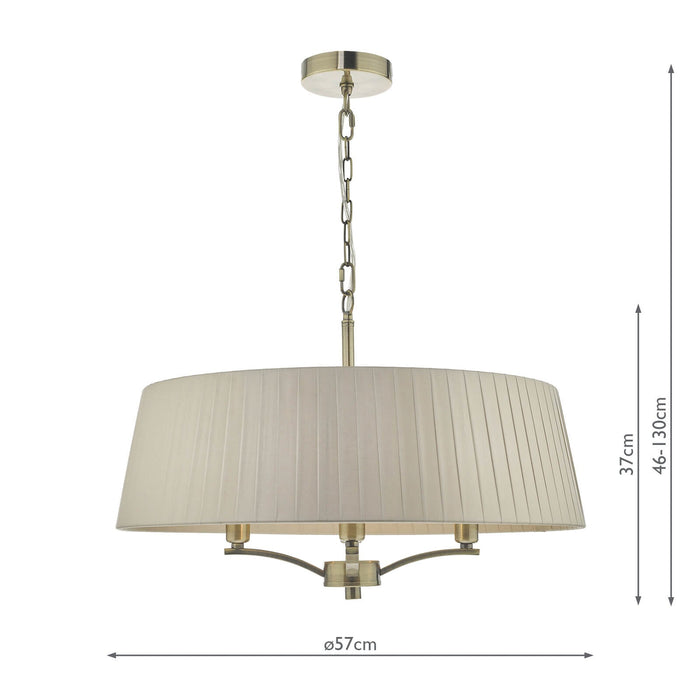 Dar Lighting Cristin 4 Light Pendant Antique Brass With Taupe Shade • CRI0429