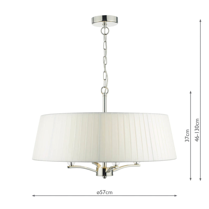 Dar Lighting Cristin 4 Light Pendant Polished Nickel With Ivory Shade • CRI042