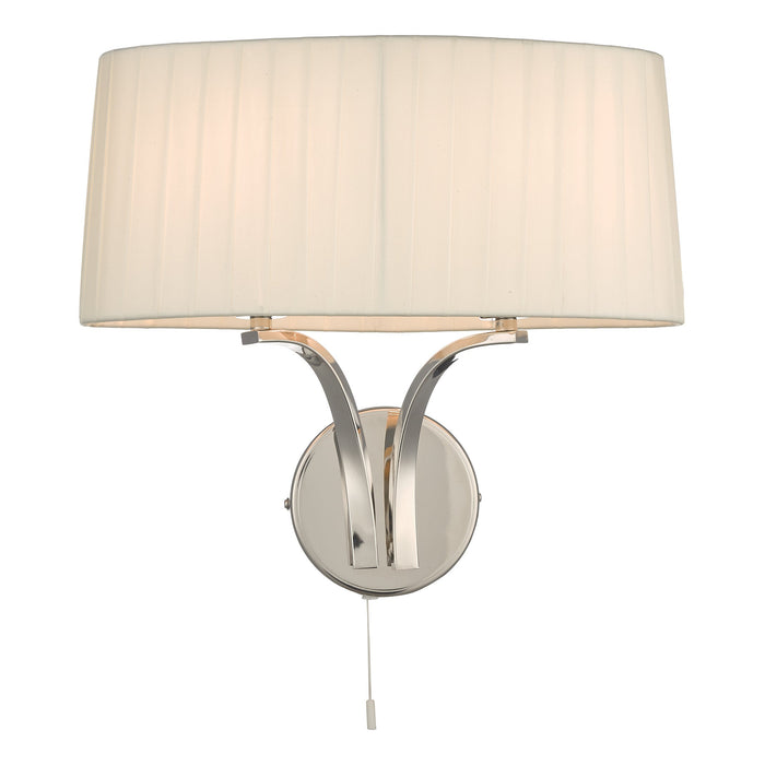 Dar Lighting Cristin 2 Light Wall Light Polished Nickel With Ivory Shade • CRI092