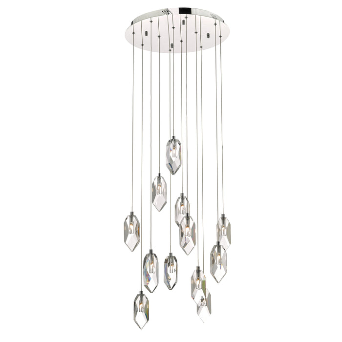 Dar Lighting Crystal 12 Light Cluster Pendant Polished Chrome & Crystal • CRY1250