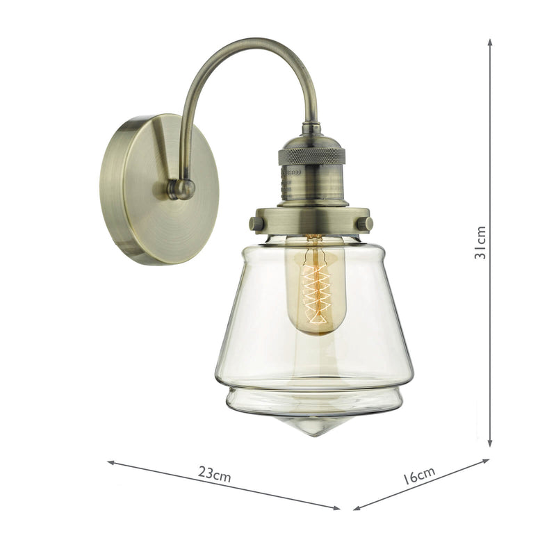 Dar Lighting Curtis Wall Light Antique Brass & Champagne Glass • CUR0775