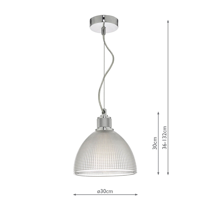 Dar Lighting Cytheria 1 Light Pendant Chrome And Clear Glass • CYT0108