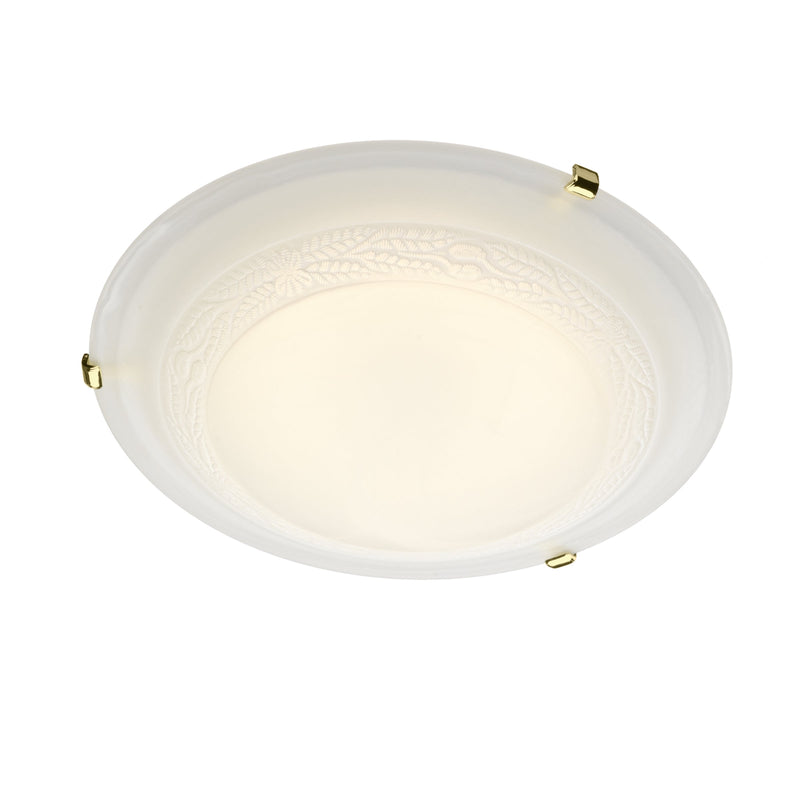 Dar Lighting Damask 50CM Flush Brass & Glass • DAM482