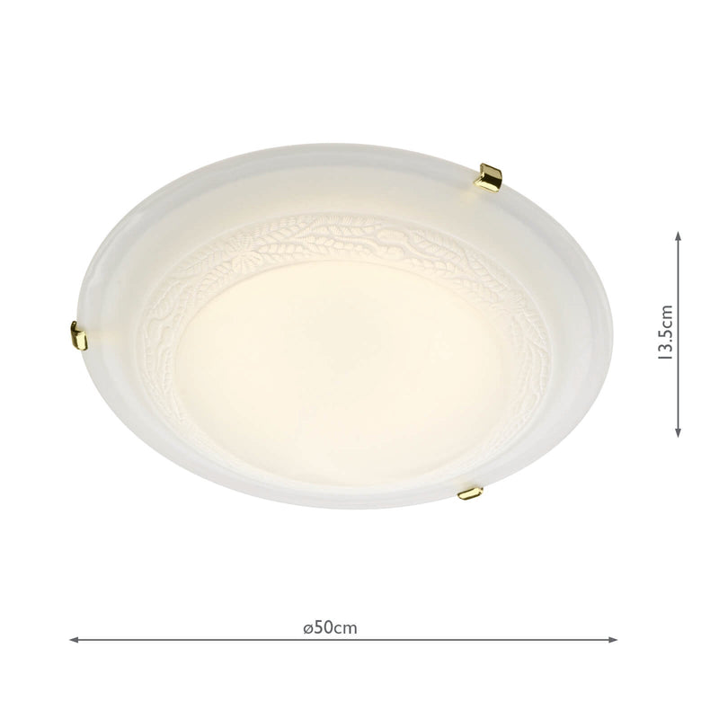 Dar Lighting Damask 50CM Flush Brass & Glass • DAM482
