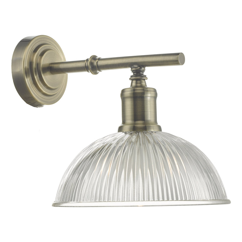 Dar Lighting Dara Wall Light Antique Brass & Glass • DAR0775
