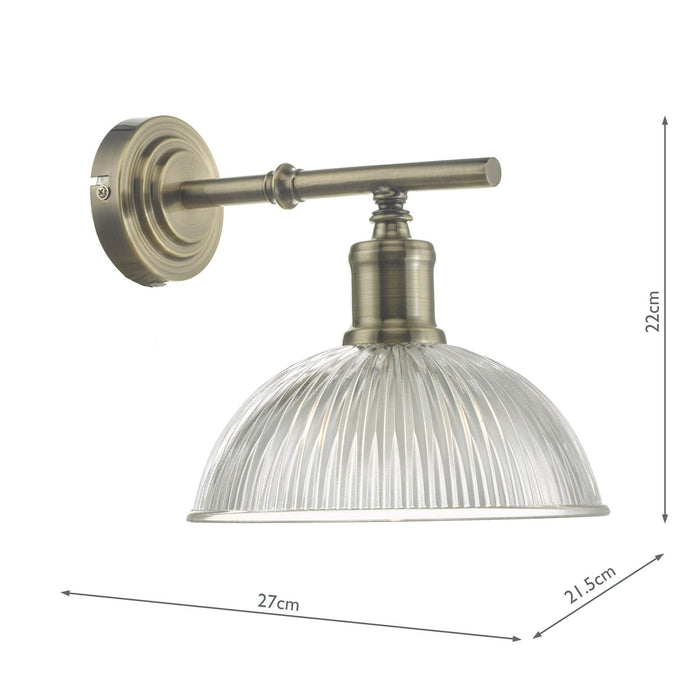 Dar Lighting Dara Wall Light Antique Brass & Glass • DAR0775