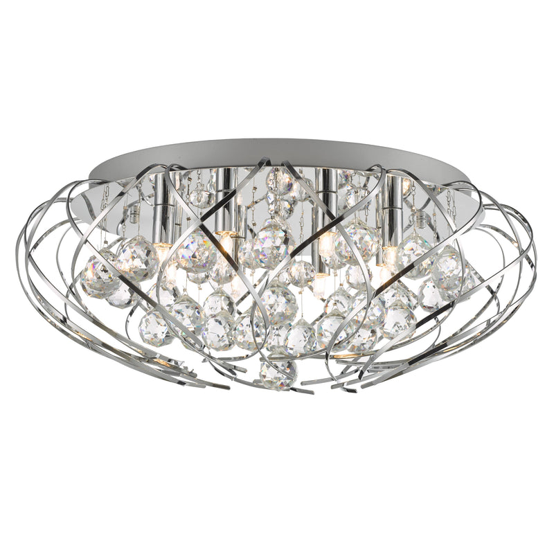 Dar Lighting Davian 8 Light Flush Polished Chrome Crystal • DAV4850