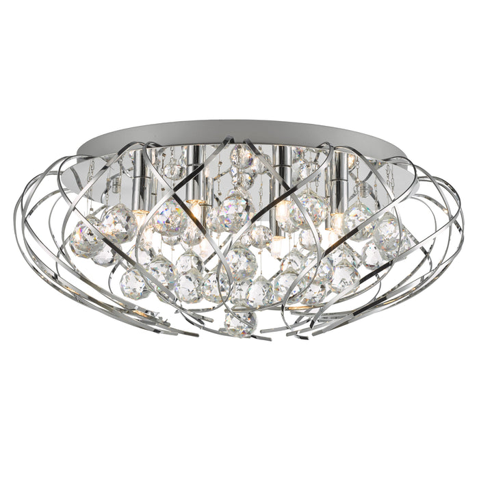 Dar Lighting Davian 8 Light Flush Polished Chrome Crystal • DAV4850