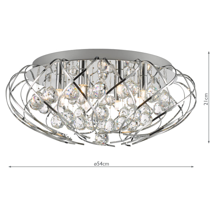 Dar Lighting Davian 8 Light Flush Polished Chrome Crystal • DAV4850