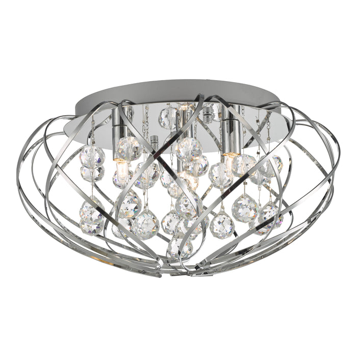 Dar Lighting Davian 3 Light Flush Crystal & Polished Chrome • DAV5250