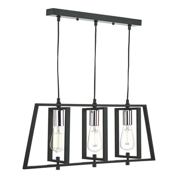 Dar Lighting Dax 3 Light Bar Pendant Black & Polished Chrome • DAX0350