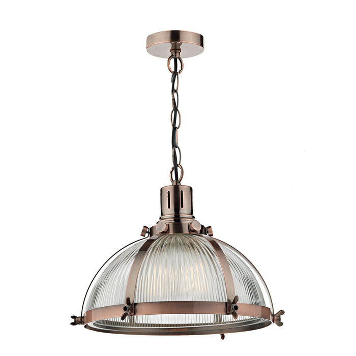 Dar Lighting Debut 1 Light Pendant Brushed Antique Copper • DEB0164