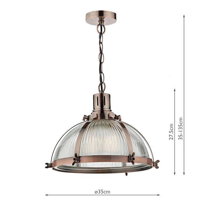 Dar Lighting Debut 1 Light Pendant Brushed Antique Copper • DEB0164