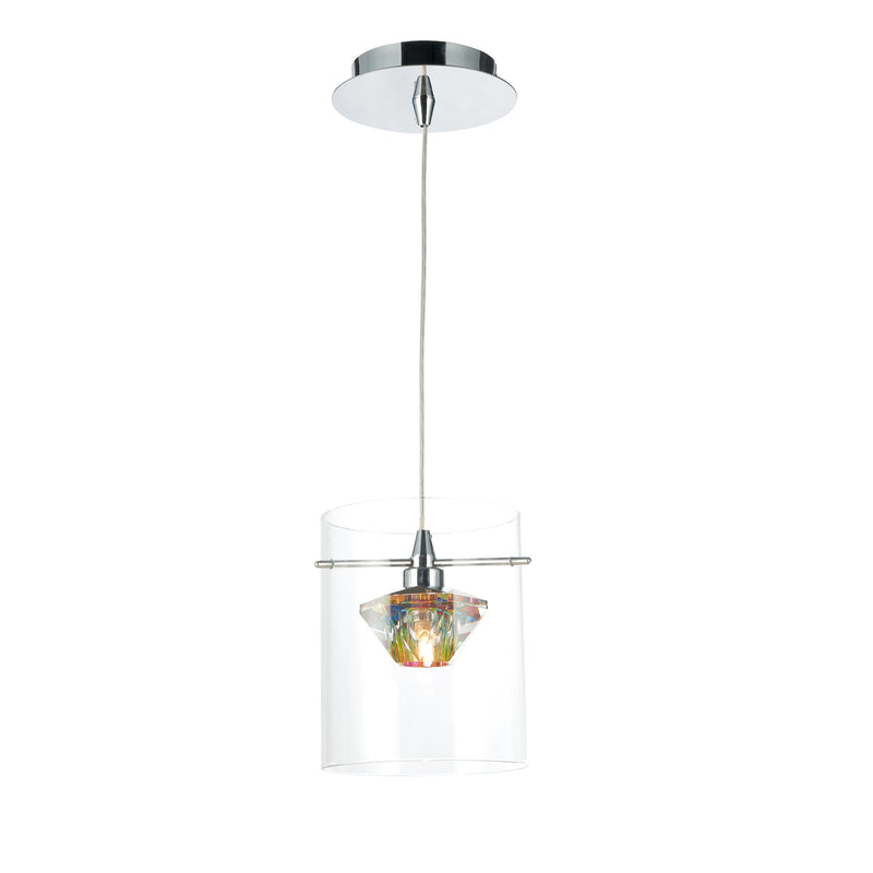 Dar Lighting Decade 1 Light Pendant Polished Chrome/Clear • DEC0108
