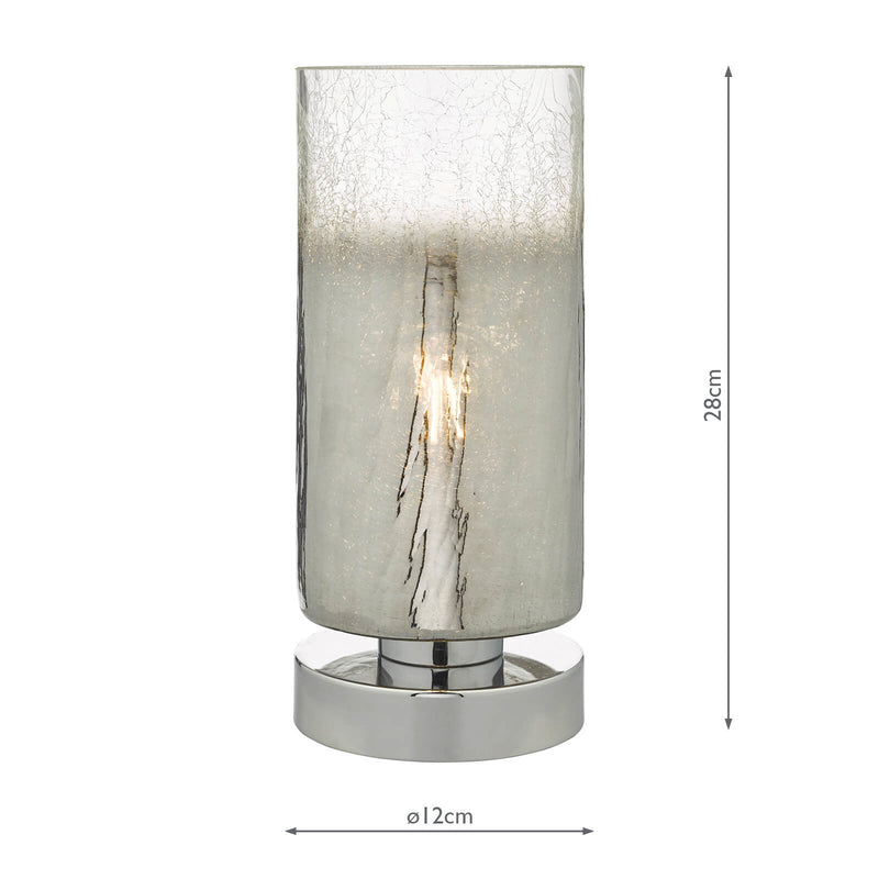Dar Lighting Deena Touch Table Lamp Polished Chrome Crackle Glass • DEE4208