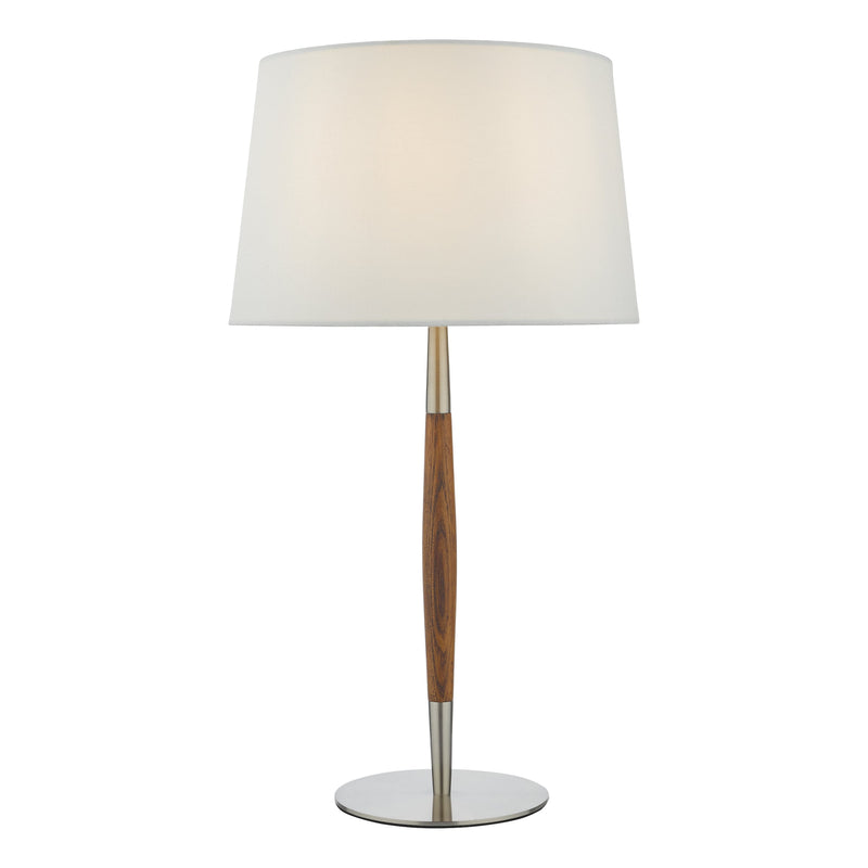 Dar Lighting Detroit Table Lamp Satin Nickel Walnut Detail Base Only • DET4246