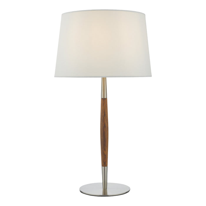 Dar Lighting Detroit Table Lamp Satin Nickel Walnut Detail Base Only • DET4246